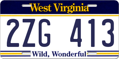 WV license plate 2ZG413