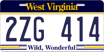 WV license plate 2ZG414