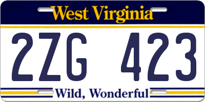 WV license plate 2ZG423