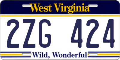 WV license plate 2ZG424