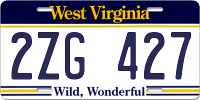 WV license plate 2ZG427