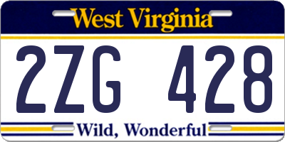 WV license plate 2ZG428