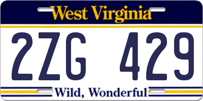 WV license plate 2ZG429