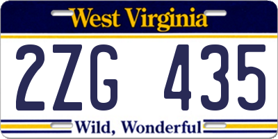 WV license plate 2ZG435