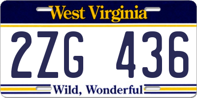 WV license plate 2ZG436