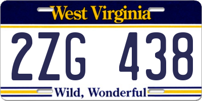 WV license plate 2ZG438