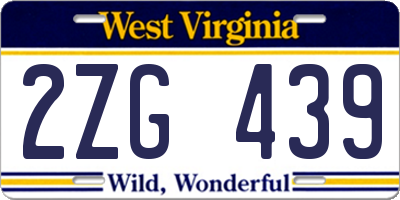 WV license plate 2ZG439