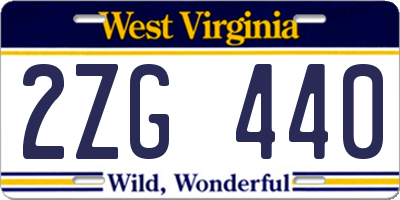 WV license plate 2ZG440