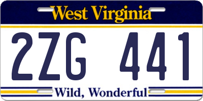 WV license plate 2ZG441