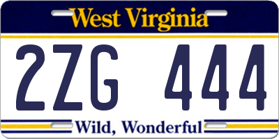 WV license plate 2ZG444