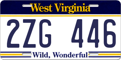 WV license plate 2ZG446