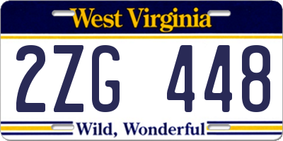 WV license plate 2ZG448