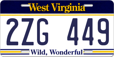 WV license plate 2ZG449