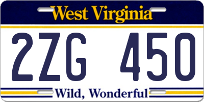 WV license plate 2ZG450