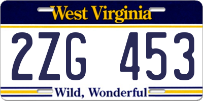 WV license plate 2ZG453