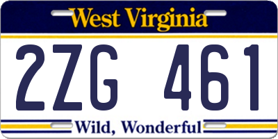 WV license plate 2ZG461