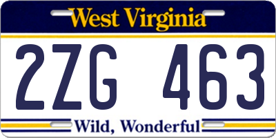 WV license plate 2ZG463