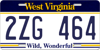 WV license plate 2ZG464