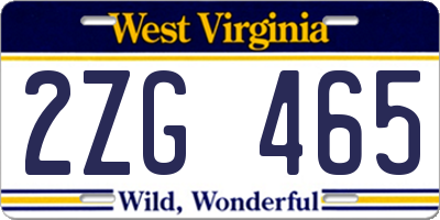 WV license plate 2ZG465