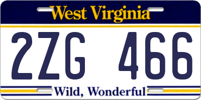 WV license plate 2ZG466