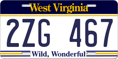 WV license plate 2ZG467