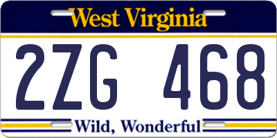 WV license plate 2ZG468