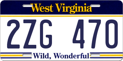 WV license plate 2ZG470