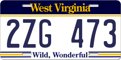 WV license plate 2ZG473