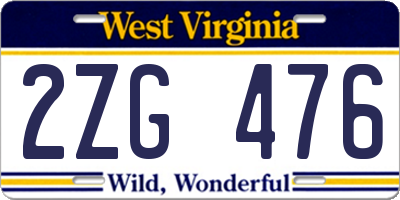 WV license plate 2ZG476