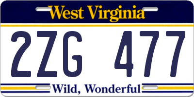 WV license plate 2ZG477