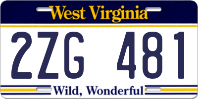WV license plate 2ZG481