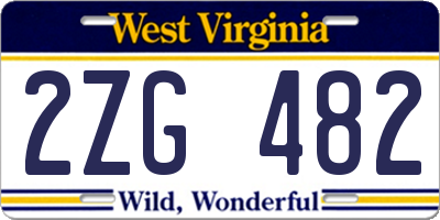 WV license plate 2ZG482