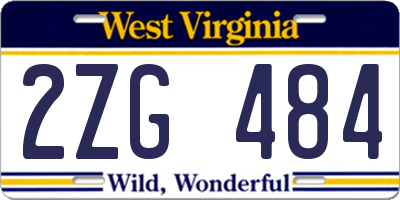 WV license plate 2ZG484