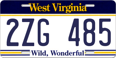 WV license plate 2ZG485