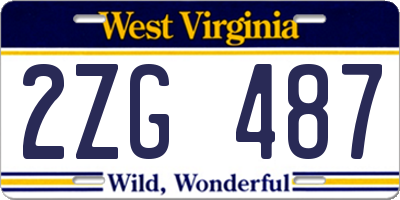 WV license plate 2ZG487