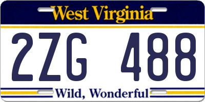 WV license plate 2ZG488