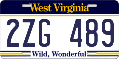 WV license plate 2ZG489