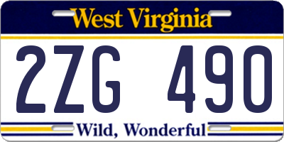 WV license plate 2ZG490