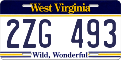 WV license plate 2ZG493