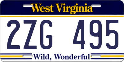 WV license plate 2ZG495
