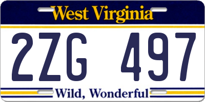 WV license plate 2ZG497
