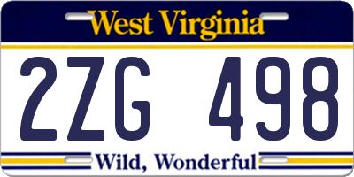 WV license plate 2ZG498
