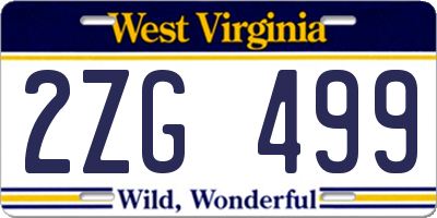 WV license plate 2ZG499