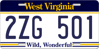 WV license plate 2ZG501