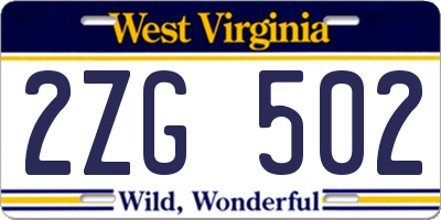 WV license plate 2ZG502
