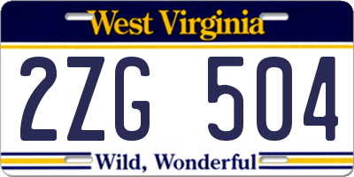 WV license plate 2ZG504