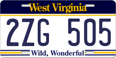 WV license plate 2ZG505