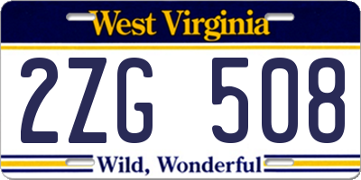 WV license plate 2ZG508
