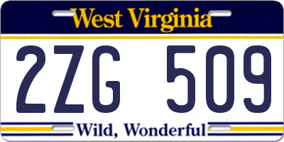 WV license plate 2ZG509