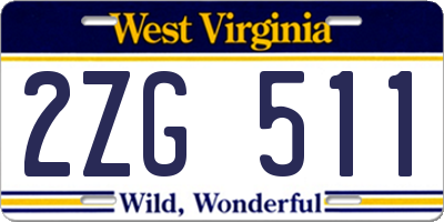 WV license plate 2ZG511